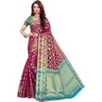 magenta jacquard saree