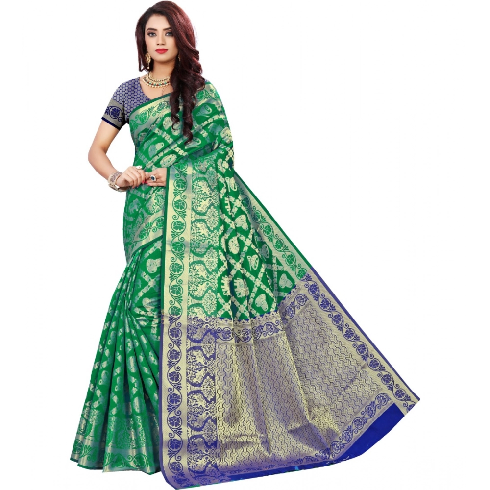 53926346808_e793b9c8b8_o_d-1000x1000-1.webp Elegant Green Jacquard Saree for Women