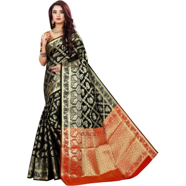 Elegant Black Jacquard Saree for Women