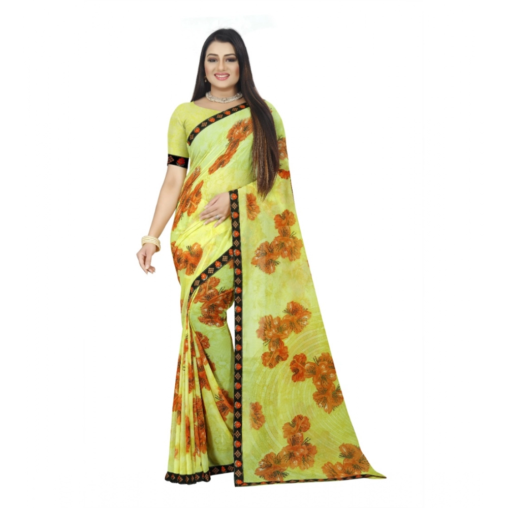 53926356418_c46df05de5_o_d-1000x1000-1.webp Generic Women's Georgette Floral Print Saree With Unstitched Blouse 5.5Mtr (Brown-Mustard) - Image 1