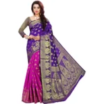 Generic Women's Jacquard Woven Saree With Unstitched Blouse 5.5Mtr (Purple)
