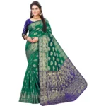 Elegant Green Jacquard Woven Saree