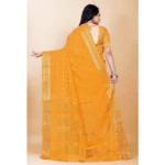 buy yellow silk blend saree
