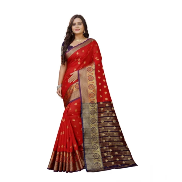 Purple-Red Silk Blend Saree for Women