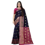 dark blue silk blend saree