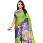 buy green jacquard saree