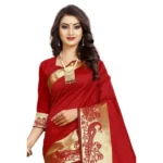 buy red jacquard saree online