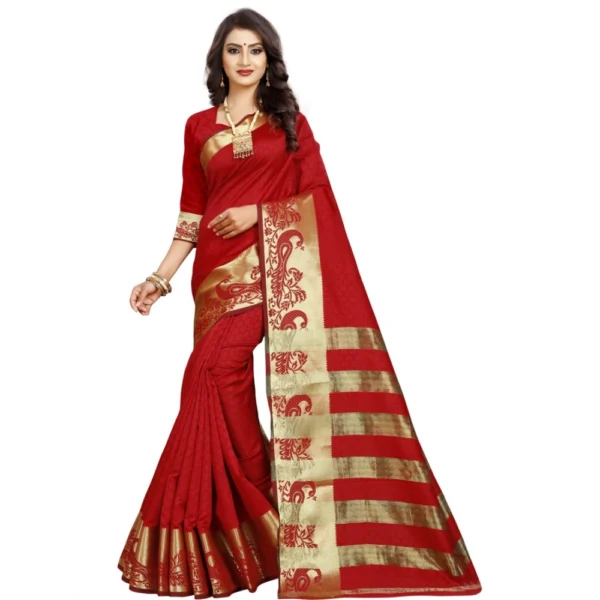 buy red jacquard saree online