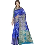 Dark Blue Jacquard Woven Saree for Women