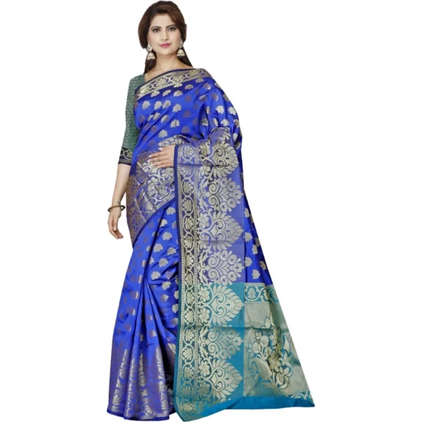 Dark Blue Jacquard Woven Saree for Women