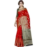 Red Jacquard Woven Saree for Women