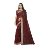 buy maroon cotton blend saree