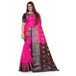Pink Silk Blend Saree for Women