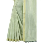 green cotton blend saree