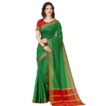 dark green cotton silk saree
