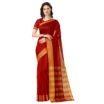 red cotton silk saree