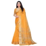 buy yellow silk blend saree