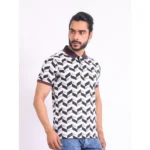 Generic Men's Casual Cotton Printed Polo Neck Half Sleeve T-Shirt (White) - Image 4
