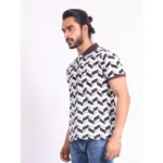 Generic Men's Casual Cotton Printed Polo Neck Half Sleeve T-Shirt (White) - Image 3