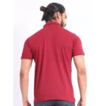 Generic Men's Casual Cotton Printed Polo Neck Half Sleeve T-Shirt (Maroon) - Image 2