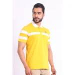 Generic Men's Casual Cotton Printed Polo Neck Half Sleeve T-Shirt (Yellow) - Image 4