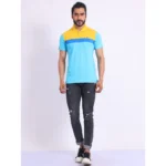 Generic Men's Casual Cotton Printed Polo Neck Half Sleeve T-Shirt (Skyblue) - Image 7