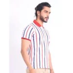 Generic Men's Casual Cotton Printed Polo Neck Half Sleeve T-Shirt (White) - Image 3