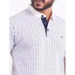 Generic Men's Casual Cotton Printed Polo Neck Half Sleeve T-Shirt (White) - Image 4
