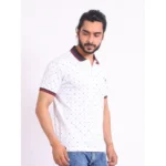 Generic Men's Casual Cotton Printed Polo Neck Half Sleeve T-Shirt (White) - Image 4