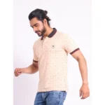Generic Men's Casual Cotton Printed Polo Neck Half Sleeve T-Shirt (Peach) - Image 3