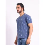 Generic Men's Casual Cotton Printed Round Neck Half Sleeve T-Shirt (Blue) - Image 3
