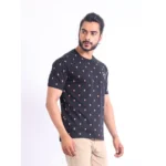 Generic Men's Casual Cotton Printed Round Neck Half Sleeve T-Shirt (Black) - Image 3