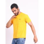 Generic Men's Casual Cotton Printed Round Neck Half Sleeve T-Shirt (Mustard) - Image 3