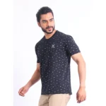 Generic Men's Casual Cotton Printed Round Neck Half Sleeve T-Shirt (Black) - Image 3