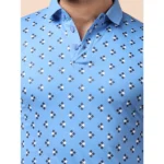 Generic Men's Casual Cotton Printed Polo Neck Half Sleeve T-Shirt (Blue) - Image 6
