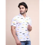 Generic Men's Casual Cotton Printed Polo Neck Half Sleeve T-Shirt (White) - Image 3
