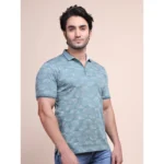 Generic Men's Casual Cotton Printed Polo Neck Half Sleeve T-Shirt (Grey) - Image 4