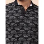 Generic Men's Casual Cotton Printed Polo Neck Half Sleeve T-Shirt (Black) - Image 7