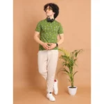 Generic Men's Casual Cotton Printed Round Neck Half Sleeve T-Shirt (Green) - Image 7