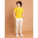 Generic Men's Casual Cotton Printed Round Neck Half Sleeve T-Shirt (Yellow) - Image 7