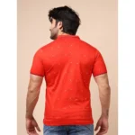 Generic Men's Casual Cotton Printed Polo Neck Half Sleeve T-Shirt (Red) - Image 2