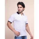 Generic Men's Casual Cotton Printed Polo Neck Half Sleeve T-Shirt (White) - Image 3