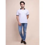 Generic Men's Casual Cotton Printed Polo Neck Half Sleeve T-Shirt (White) - Image 7