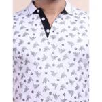 Generic Men's Casual Cotton Printed Polo Neck Half Sleeve T-Shirt (White) - Image 6