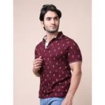 Generic Men's Casual Cotton Printed Polo Neck Half Sleeve T-Shirt (Plum) - Image 3