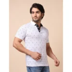 Generic Men's Casual Cotton Printed Polo Neck Half Sleeve T-Shirt (White) - Image 4