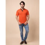 Generic Men's Casual Cotton Printed Polo Neck Half Sleeve T-Shirt (Rust) - Image 7