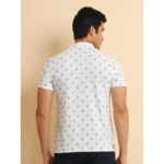 Generic Men's Casual Cotton Printed Mandarin Collar Half Sleeve T-Shirt (Offwhite) - Image 2