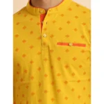Generic Men's Casual Cotton Printed Mandarin Collar Half Sleeve T-Shirt (Mustard) - Image 6