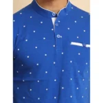 Generic Men's Casual Cotton Printed Mandarin Collar Half Sleeve T-Shirt (Blue) - Image 6